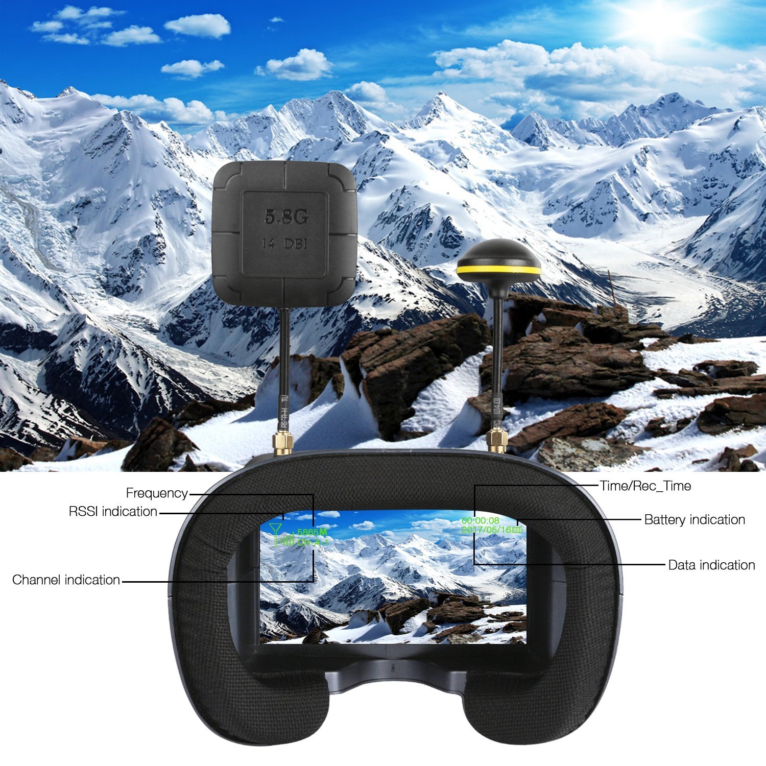 008D 5.8G 40CH 4.3 Inch 800*48 - Skyzone Sky04O Pro Fpv Goggles recensie en prijs